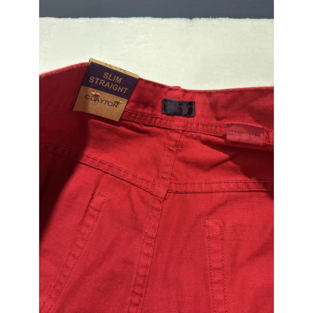 Sean John Clayton Jeans Mens 34x32 Red Slim Straight Denim Chili Pepper Casual